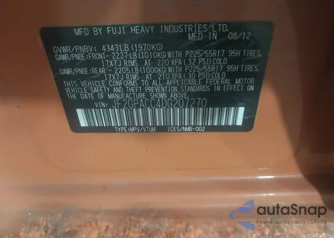 2013 Subaru Xv Crosstrek 2.0I Premium из США, поврежденный, VIN JF2GPACC4DG207270